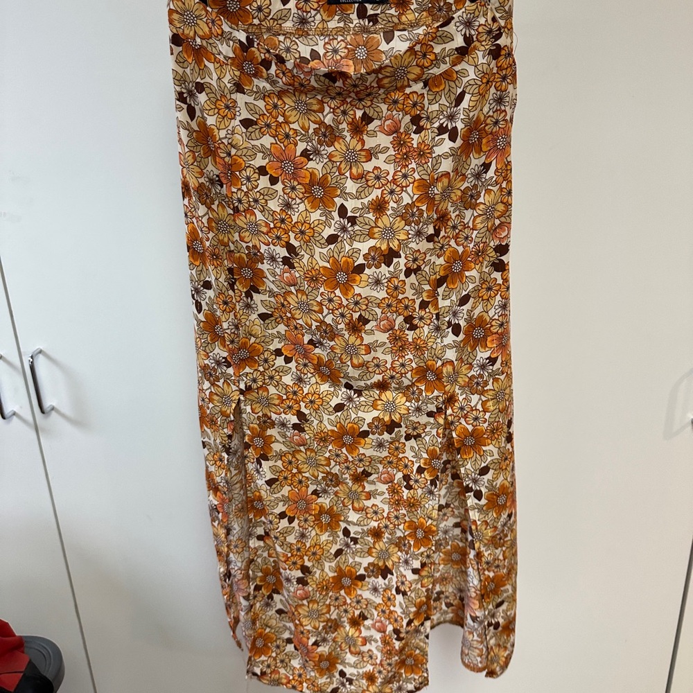 Nasty Gal Floral Maxi Skirt in Orange and Brown